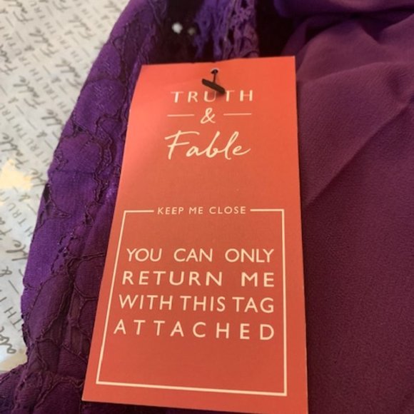 TRUTH & FABLE Women's Bright Violet Maxi Lace A-Line Dress Small NWT - Picture 8 of 8